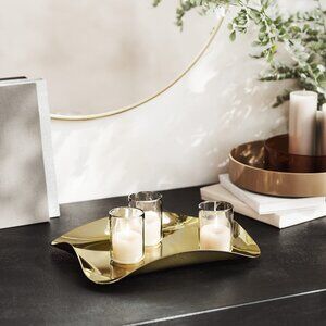 NWT Umbra • Wave Polished Brass Gold Metal Colored Curved Decor Trinket Tray